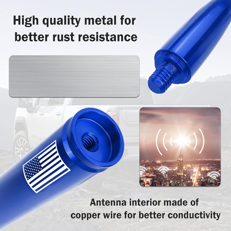 Junecarp New Upgrade American Flag Car Bullet Antenna,Truck Exterior Accessories Antenna Toppers Compatible with GMC,Chevy Silverado,Dodge,Ford,Jeep Antenna Replacement (Premium Blue - U.S. Flag) - Image 4